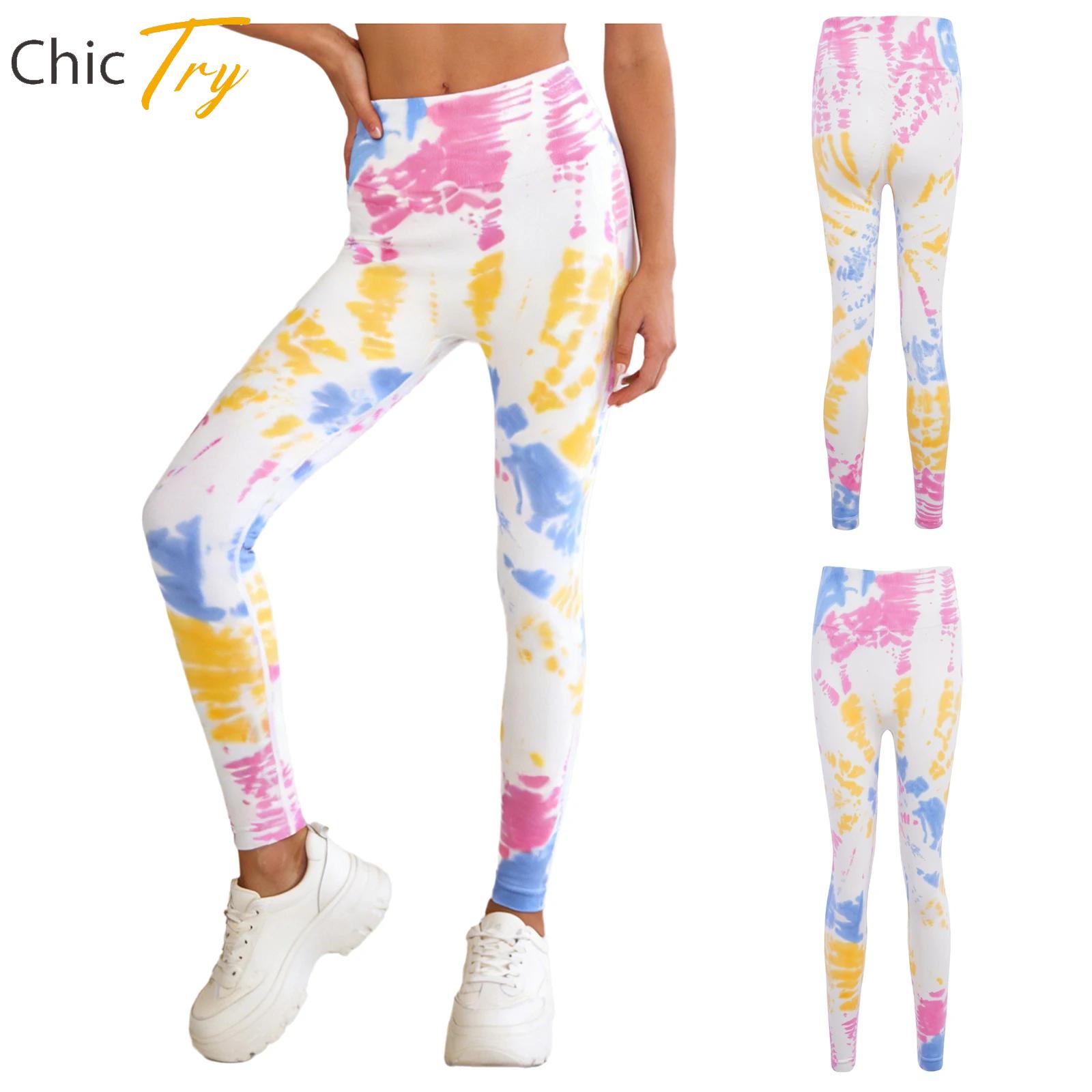 Pilates In Yoga Pants - Womens Tie-Dyed Stretchy Gym Yoga Pants