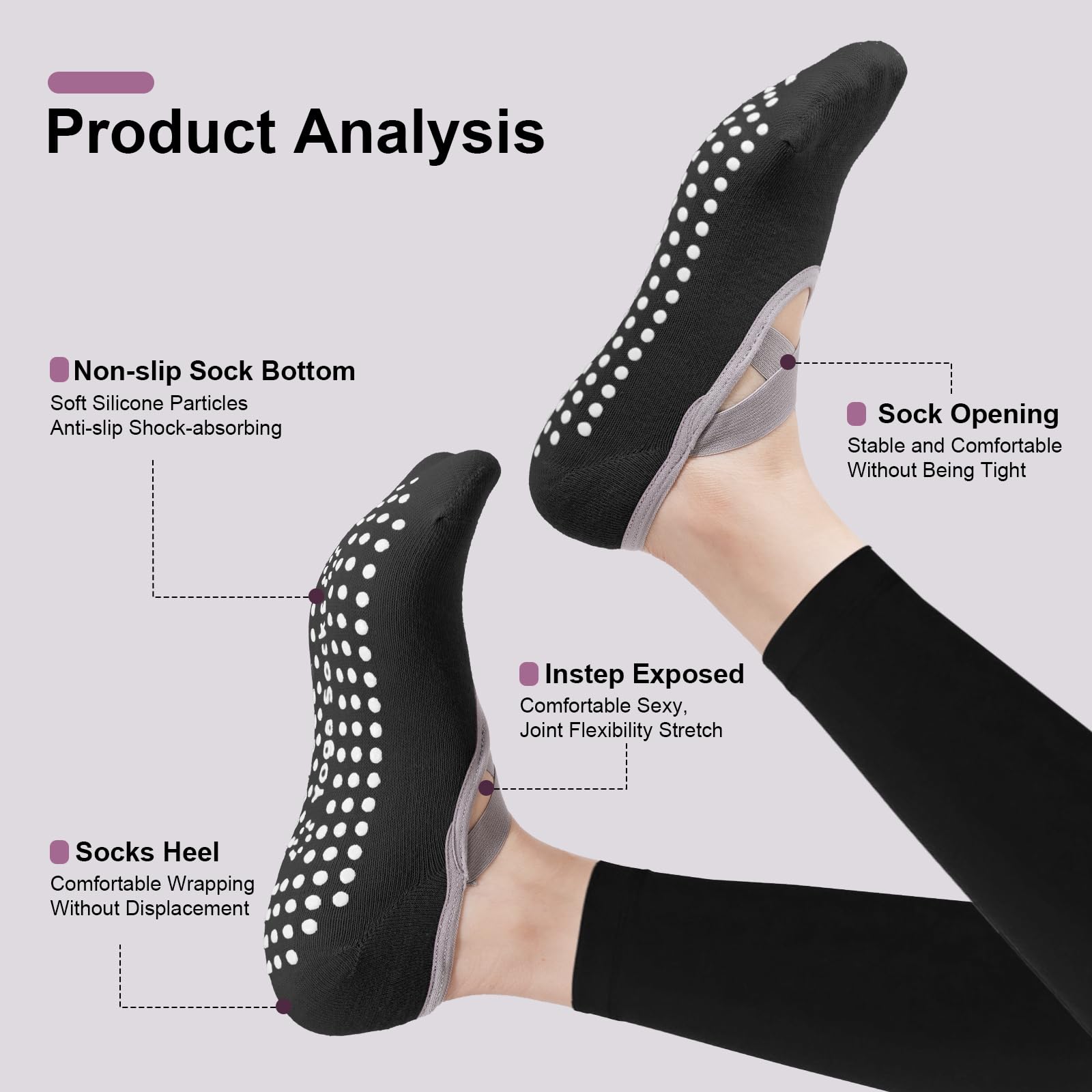 4-Pack Women's Pilates Socks,  - Pilates Yoga Kit ulasan dan harga